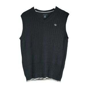 Vintage Y2K Sean John Men's Black Sweater Vest Sz L Hip Hop Streetwear Knit Top